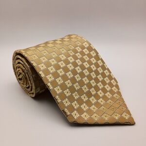Siena Collezione 3.75 Mens Gold Floral Geometric Silk Necktie